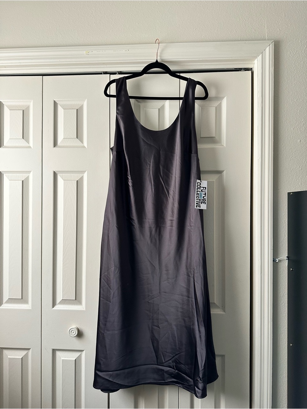 Target Charcoal Satin Maxi Slip Dress